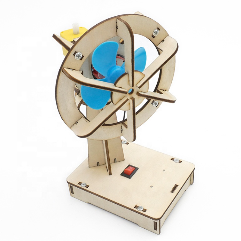 Rotating cooling fan STEM project with motor and safety housing for advanced learners